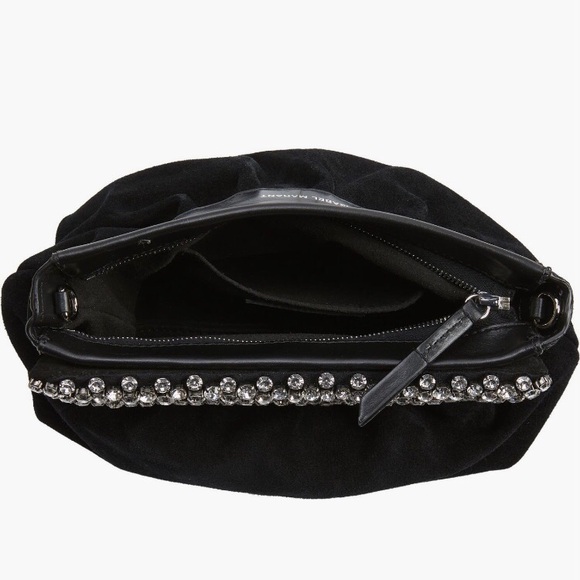 NWT $990 Isabel Marant Luzes Crystal Embellished Suede Crossbody Bag in Black! - Picture 4 of 6